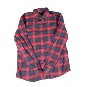 Banana Republic Luxe Flannel Plaid Slim Fit Men's Large Red & Black Shirt